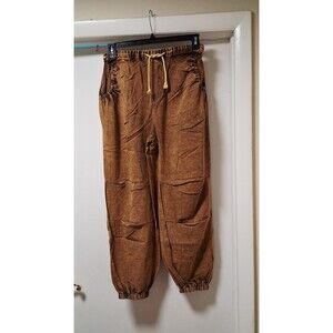 Jaded Gypsy Essentially Yours Pants S/M Brown Mineral Wash Denim Jogger NWT